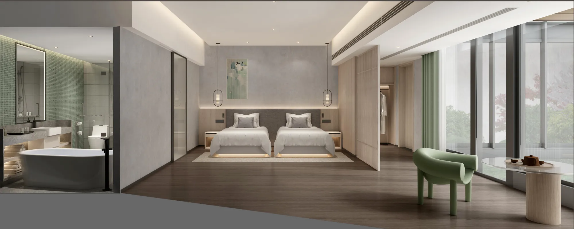 luxury-hotel-suite-with-open-plan-design-and-bathroom-for-premium-guest-experience