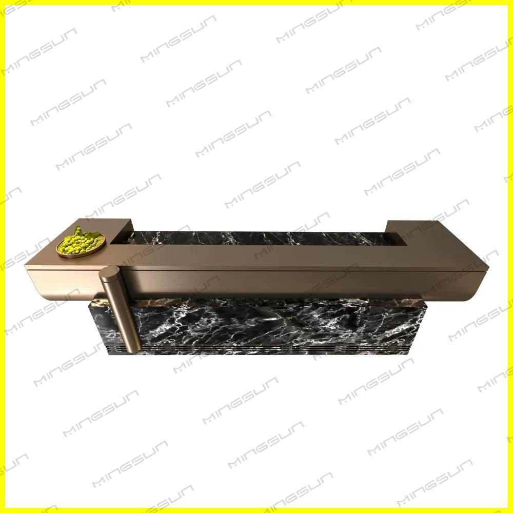 luxury-hotel-welcome-desk-bird-view-black-marble-brass-finish-custom-commercial-furniture - MINGSUN