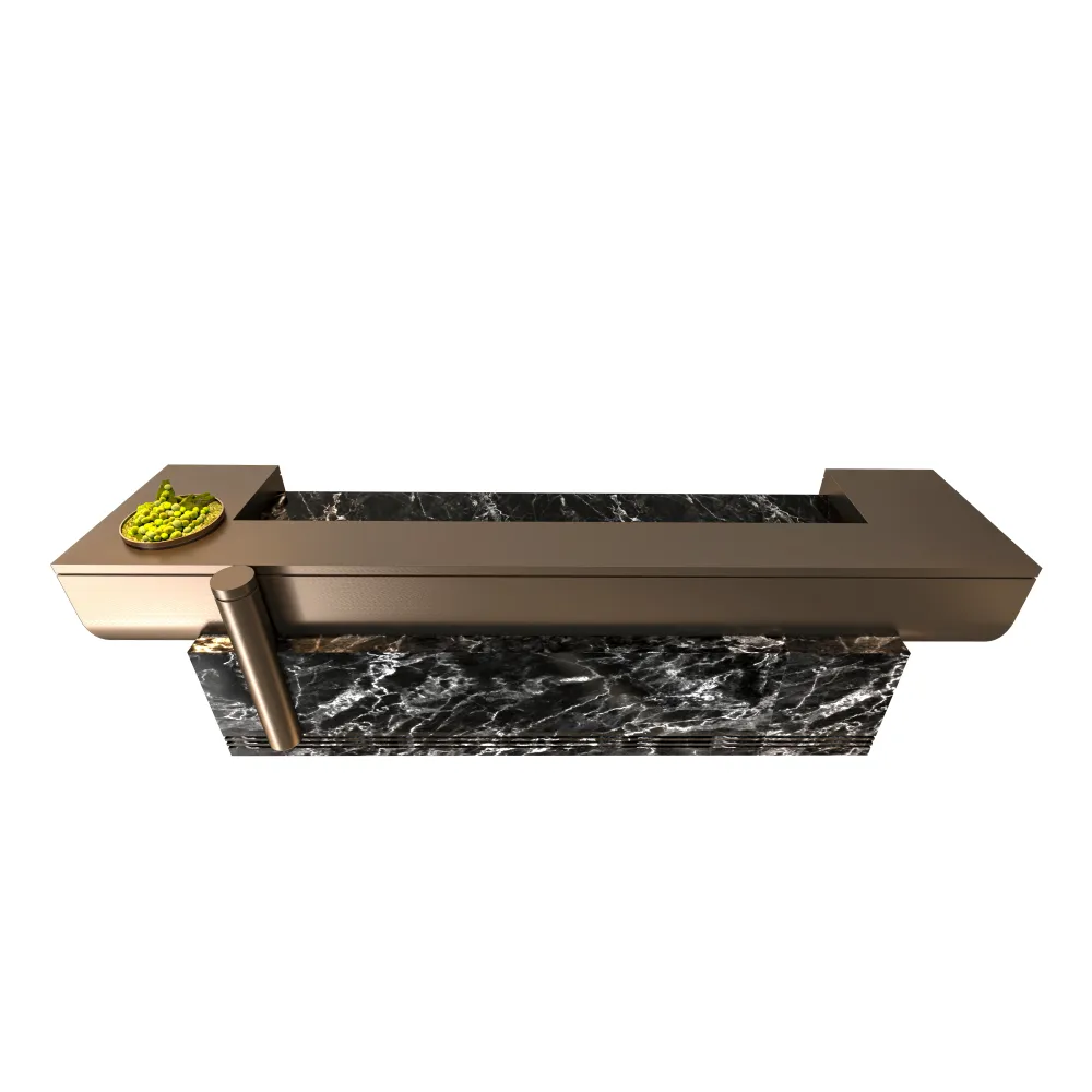 luxury-hotel-welcome-desk-bird-view-black-marble-brass-finish-custom-commercial-furniture - MINGSUN