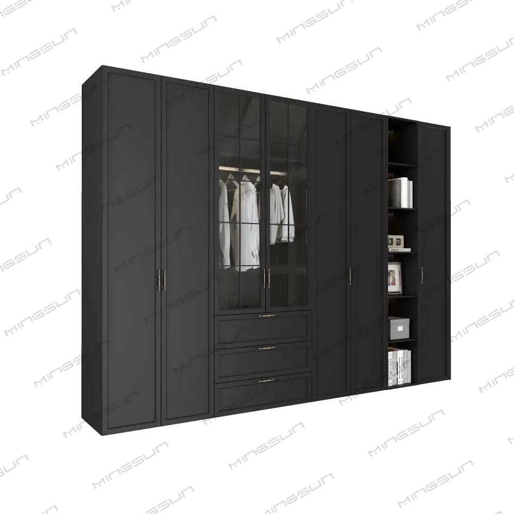 luxury reach in wardrobe with bronze handles and boutique style display shelving - MINGSUN luxury reach in wardrobe with bronze handles and boutique style display shelving - MINGSUN