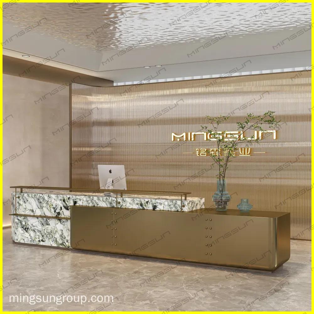 luxury stone reception counter with warm led lighting for boutique retail and upscale clubs - MINGSUN