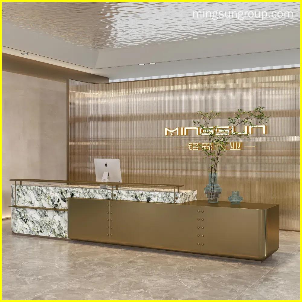 luxury stone reception counter with warm led lighting for boutique retail and upscale clubs - MINGSUN