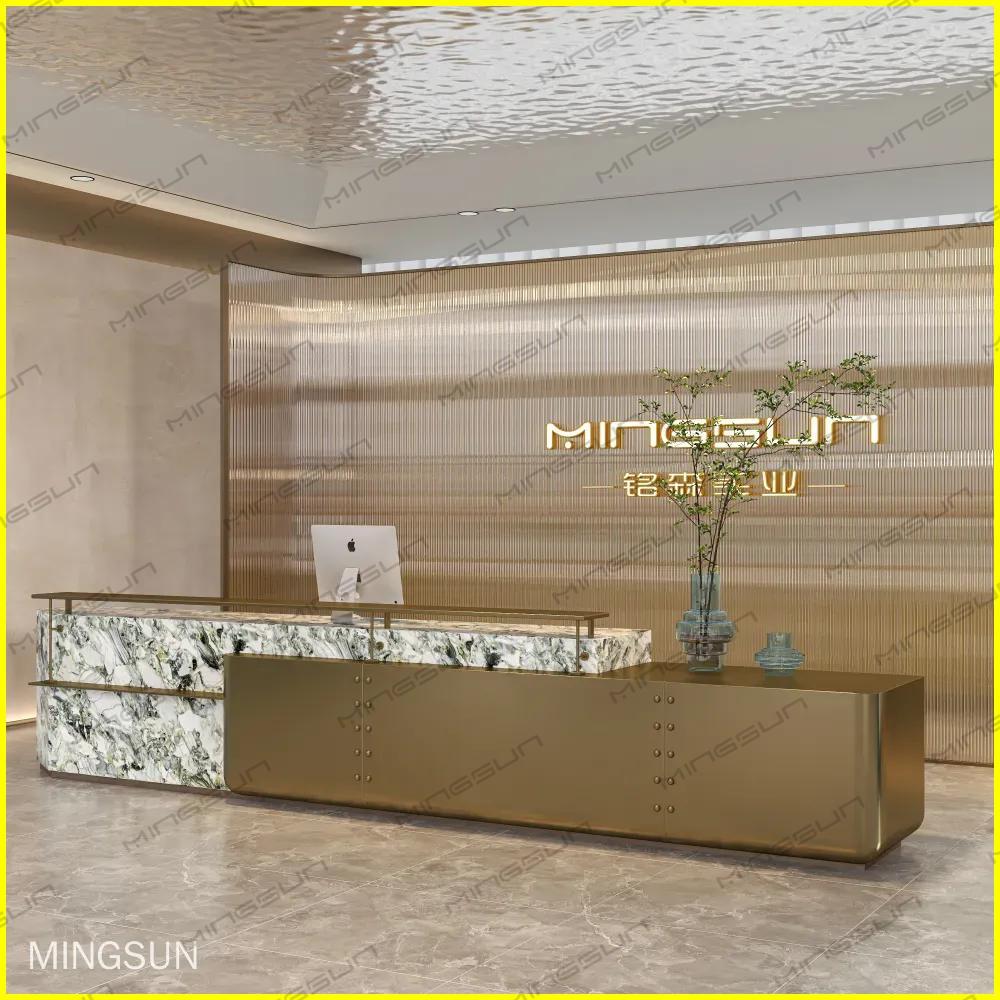 luxury stone reception counter with warm led lighting for boutique retail and upscale clubs - MINGSUN