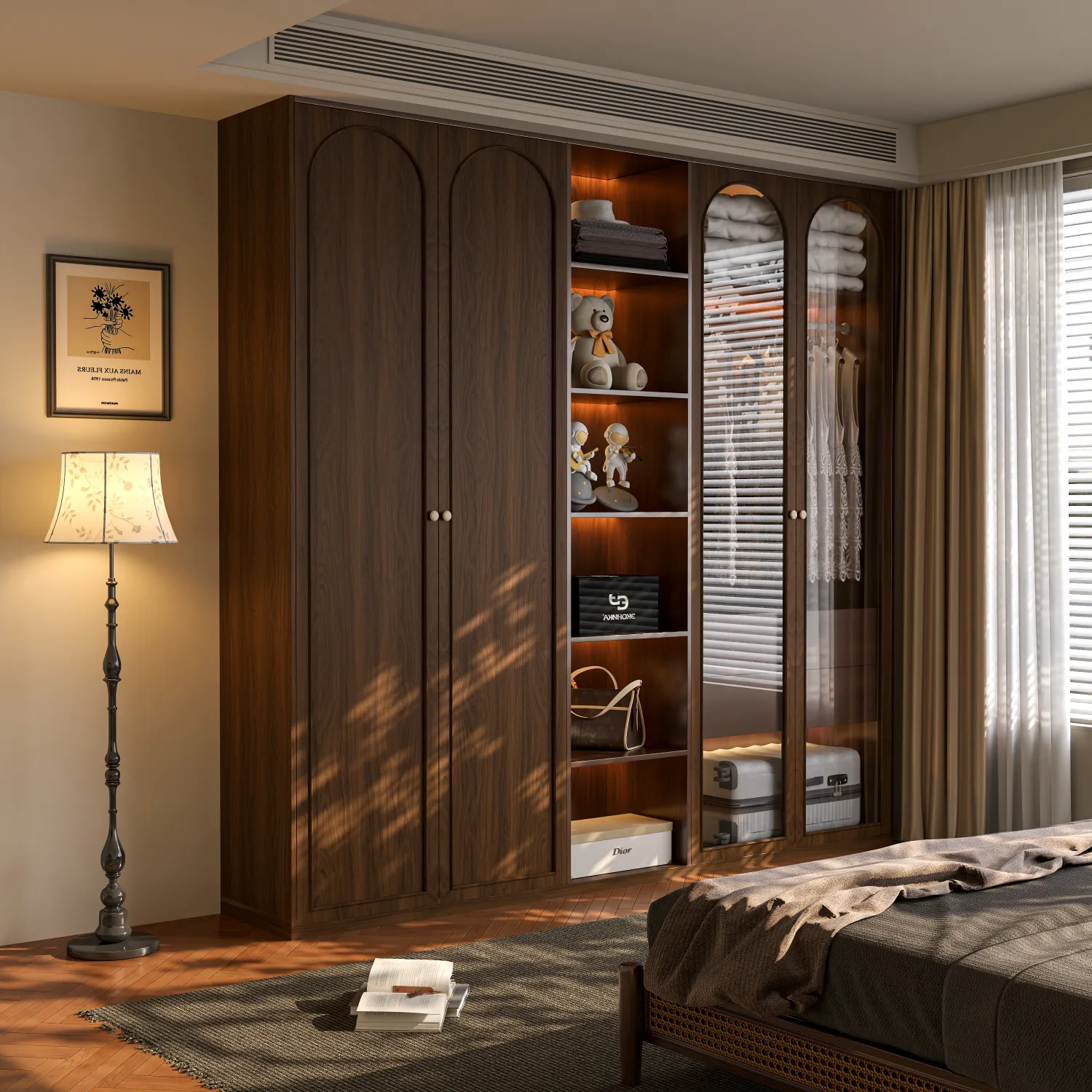 luxury-suite-wardrobe-with-arched-glass-doors-and-built-in-organization