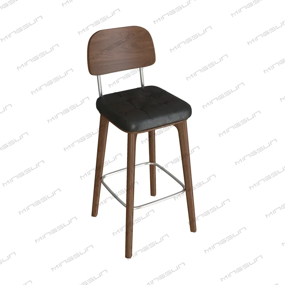 mid-century-commercial-bar-chair-tapered-wooden-legs - MINGSUN