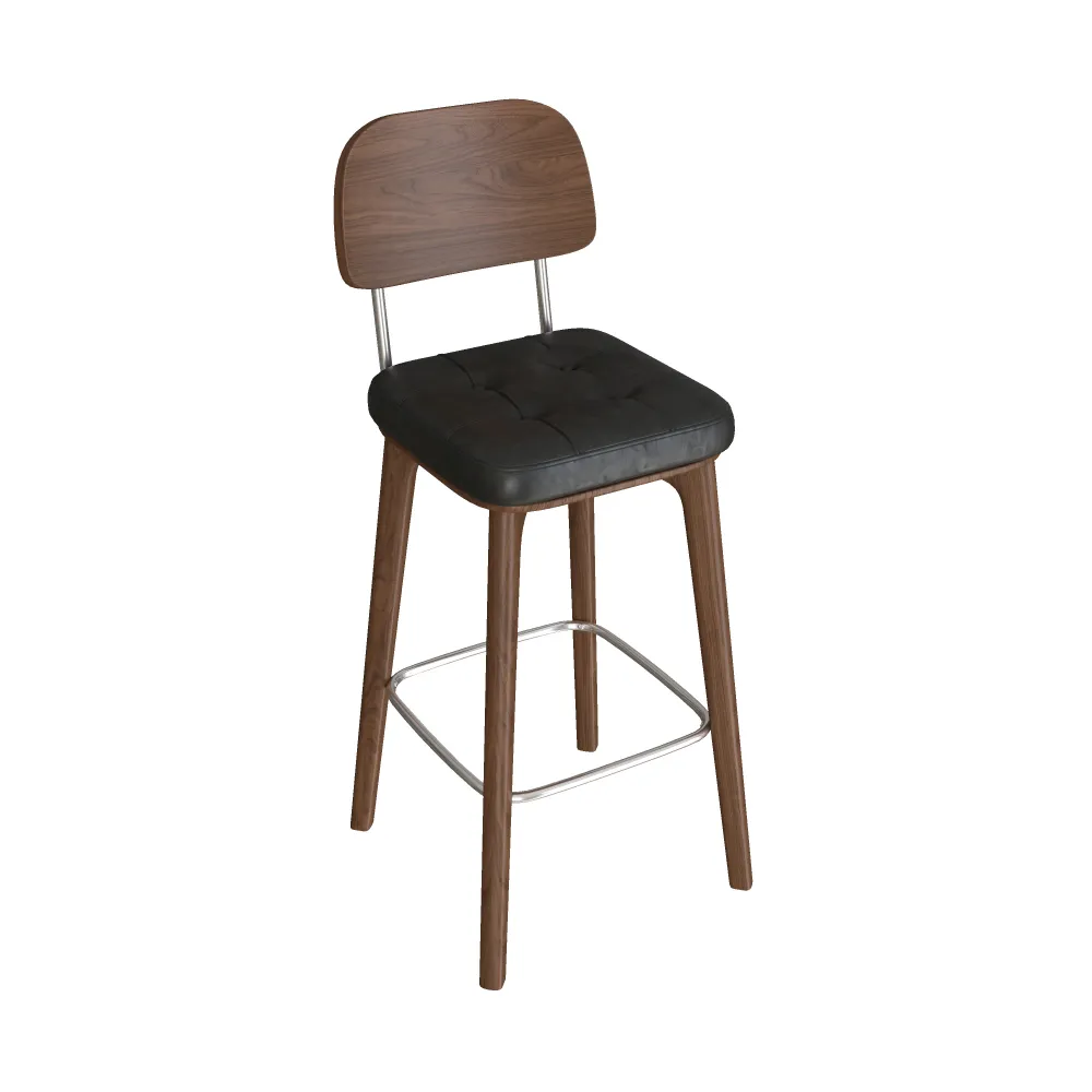 كرسي بار تجاري من منتصف القرن ذو أرجل خشبية مدببة - مينغسون