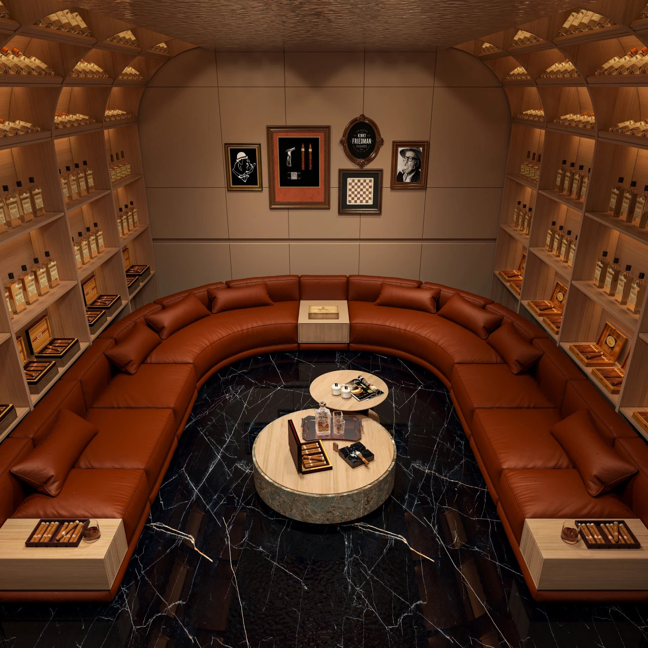 Custom Cigar Lounge Furniture System & Service Counter | MINGSUN