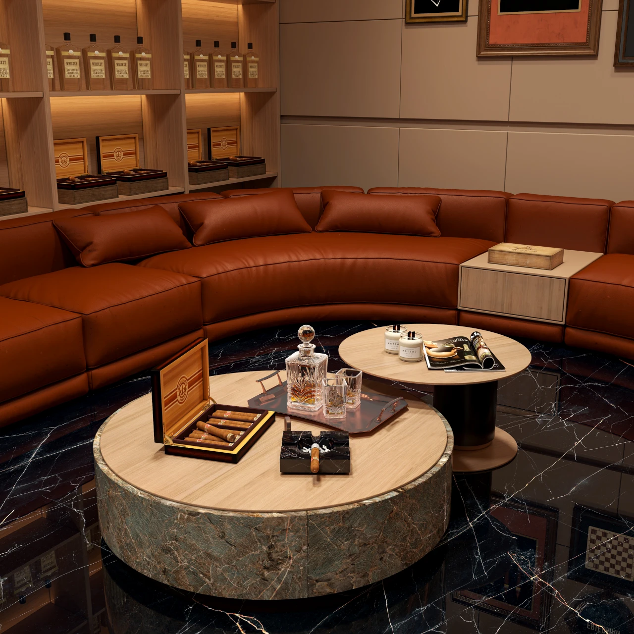Custom Cigar Lounge Furniture System & Service Counter | MINGSUN