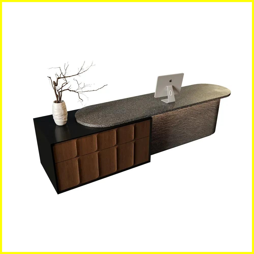 minimalist geometric stone front desk for high end brand stores and modern showrooms - MINGSUN