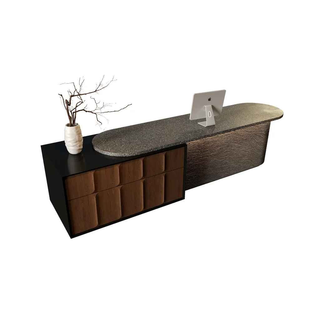 minimalist geometric stone front desk for high end brand stores and modern showrooms - MINGSUN
