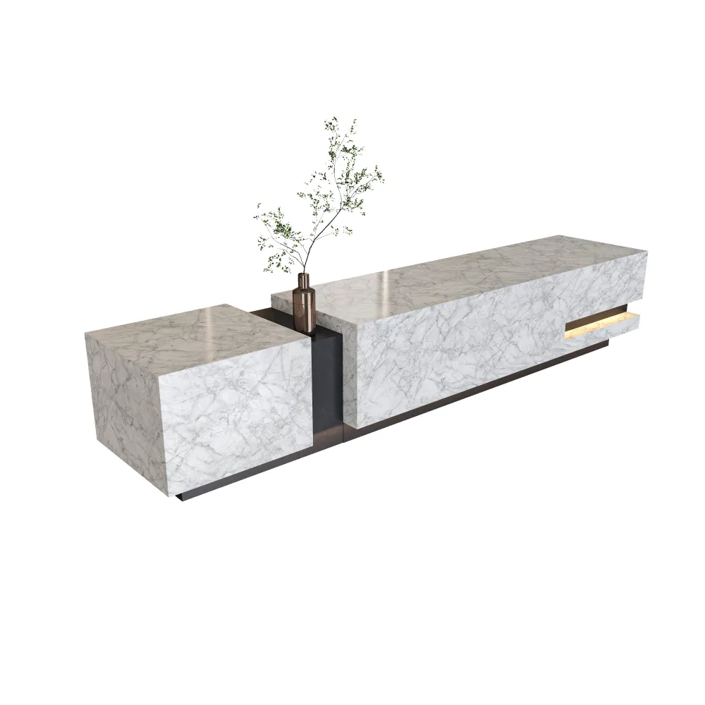 minimalist marble look reception counter for boutique hotel and office reception - MINGSUN