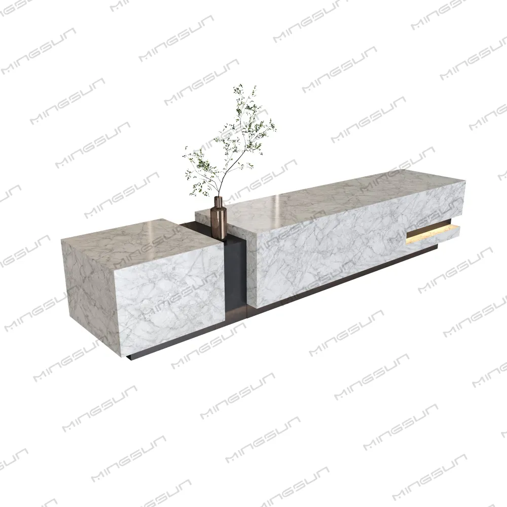 minimalist marble look reception counter for boutique hotel and office reception - MINGSUN minimalist marble look reception counter for boutique hotel and office reception - MINGSUN