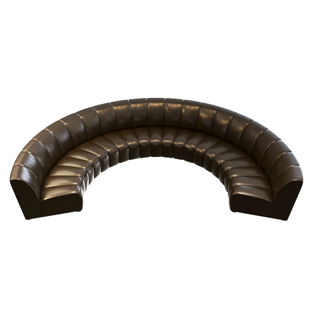 أريكة منحنية عصرية من الجلد البني للفنادق الفاخرة بنسيج مضلع عصري - مينغسون