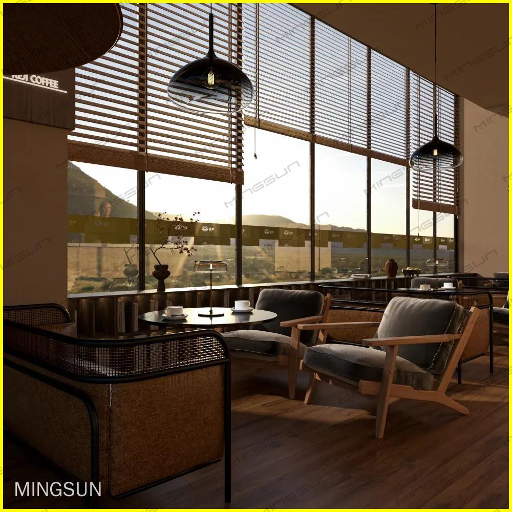 modern-coffee-shop-lounge-with-large-windows-wooden-flooring-and-comfortable-armchairs-for-relaxation - MINGSUN