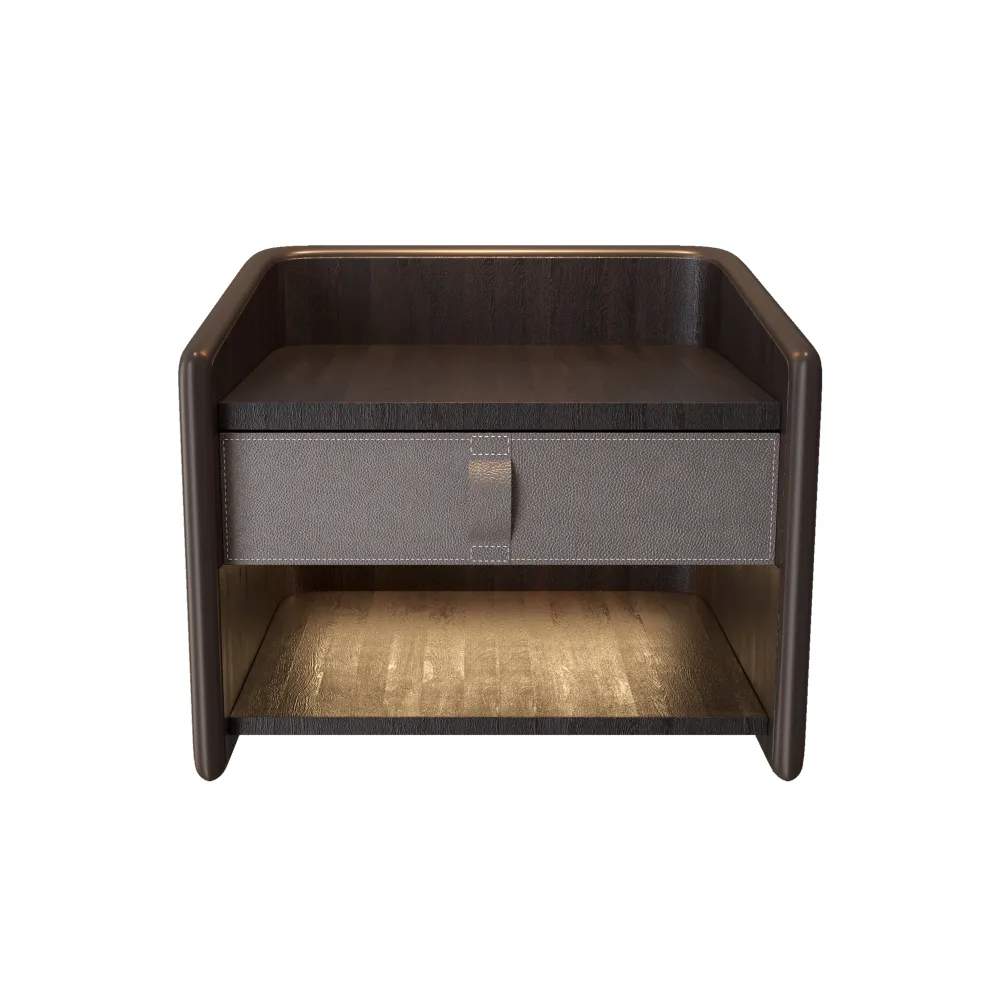 modern-commercial-bedside-table-with-drawer-and-open-storage-compartment - MINGSUN