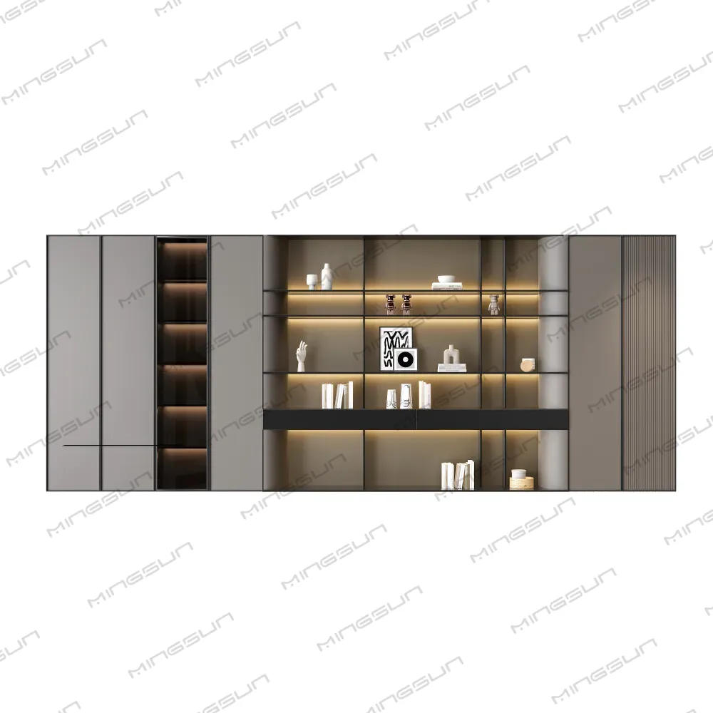 modern-commercial-bookshelf-with-glossy-finish-and-open-display-shelves-for-hotels - MINGSUN