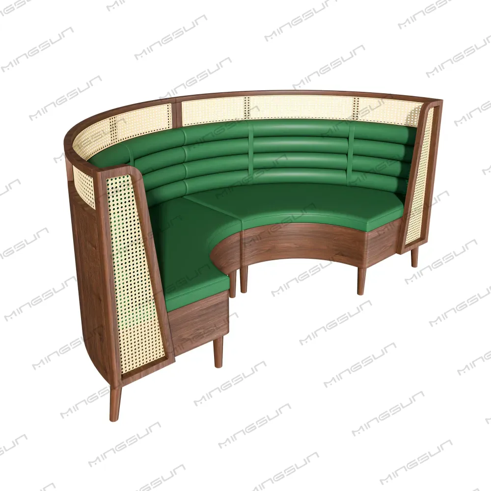 modern-curved-booth-sofa-with-green-cushions-luxury-design - MINGSUN modern-curved-booth-sofa-with-green-cushions-luxury-design - MINGSUN