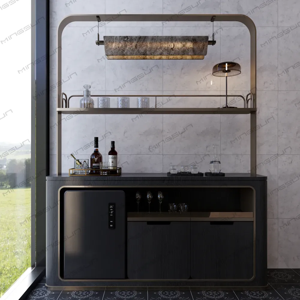 modern-hotel-bar-cabinet-with-glass-shelves-and-led-lighting - MINGSUN modern-hotel-bar-cabinet-with-glass-shelves-and-led-lighting - MINGSUN