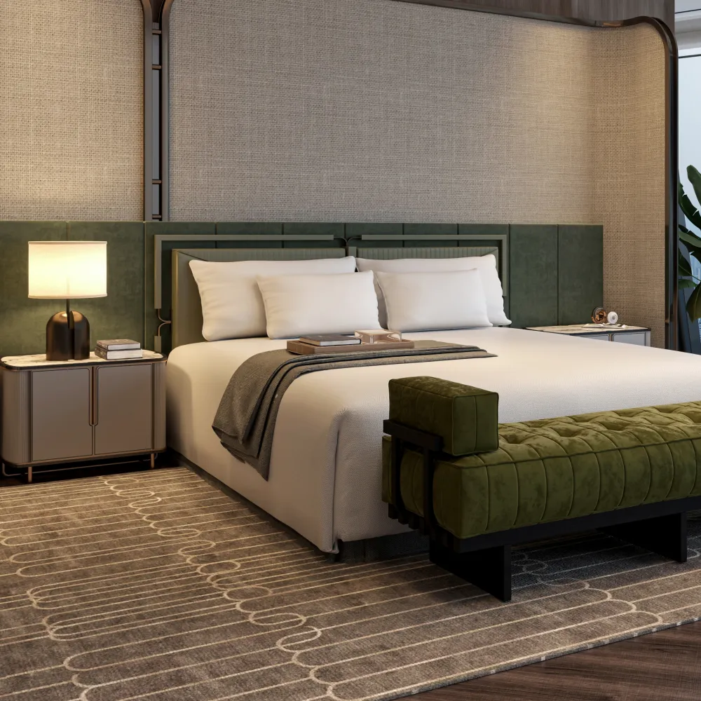 modern-hotel-bedroom-with-sleek-nightstand-and-green-velvet-bed-for-contemporary-luxury-style