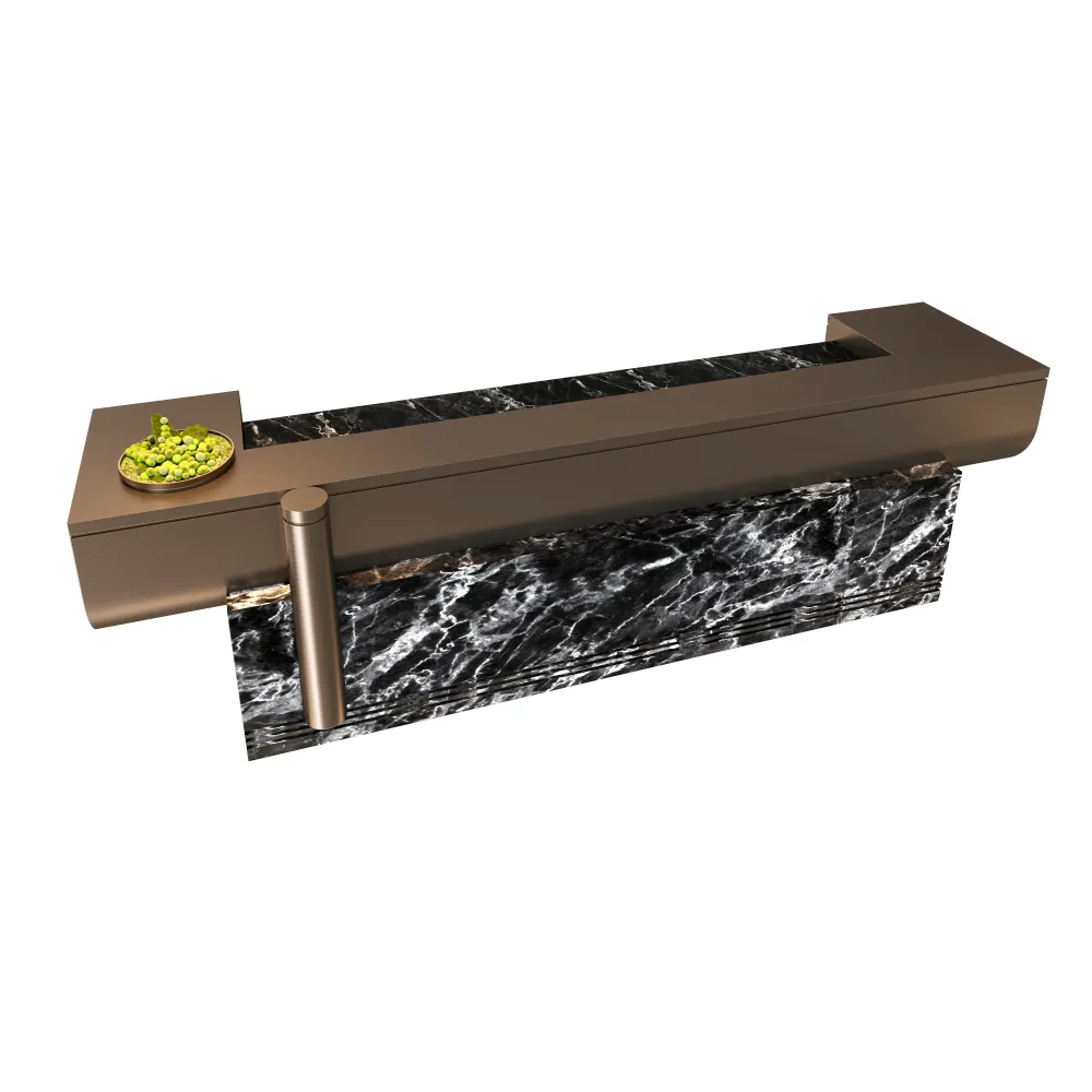 modern-hotel-check-in-counter-marble-base-bronze-metal-accent-side-view-hospitality-furniture - MINGSUN