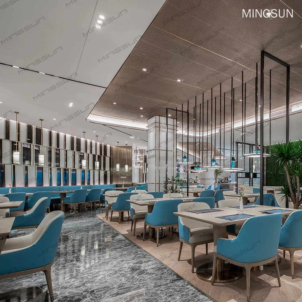 Modern Hotel Dining Furniture Set-Custom Designed Wooden Tables, Upholstered Chairs & Banquette Seating (2) - MINGSUN