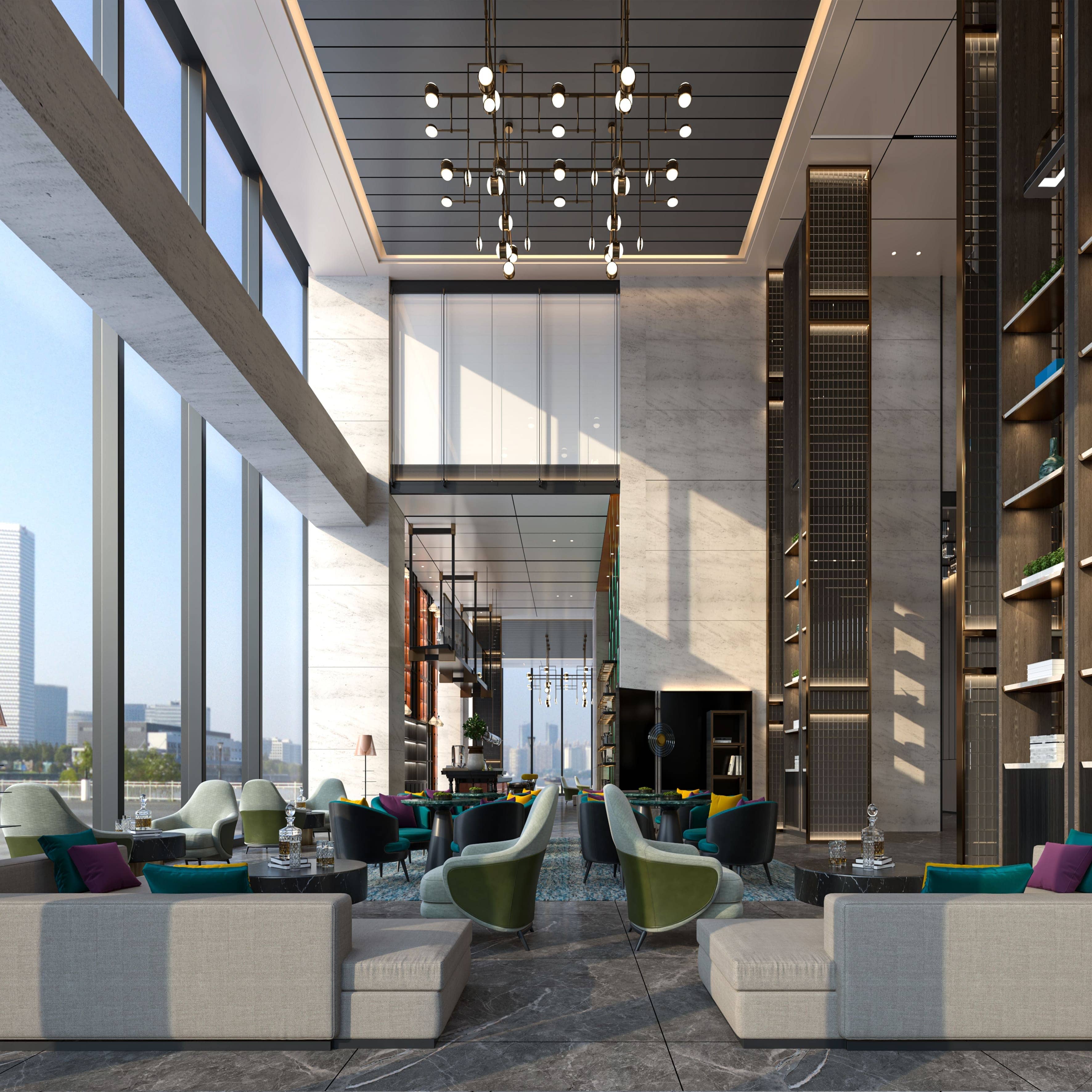 Modern Hotel Lobby Furniture & Interior System renderings (3) - MINGSUN