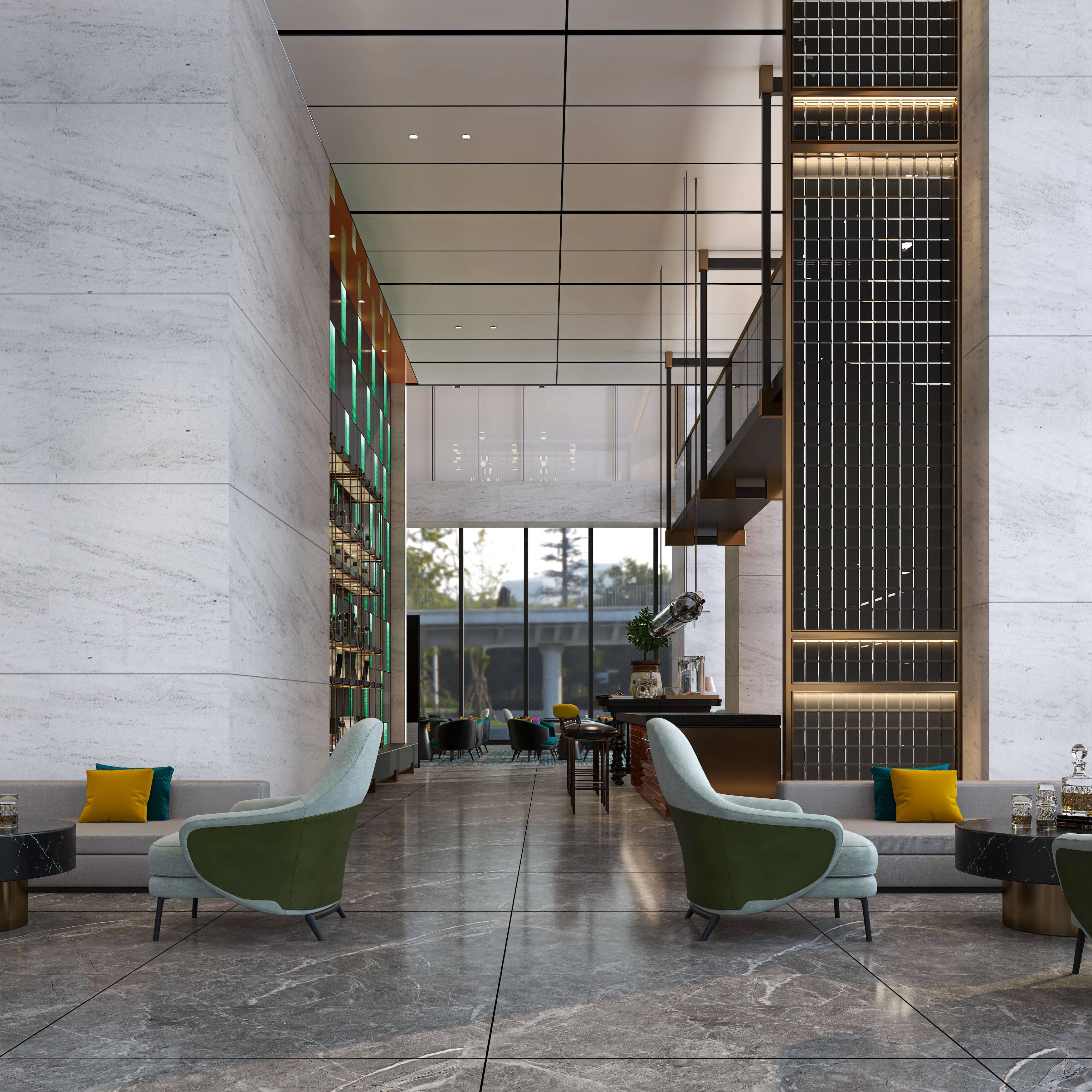 Modern Hotel Lobby Furniture & Interior System renderings (4) - MINGSUN