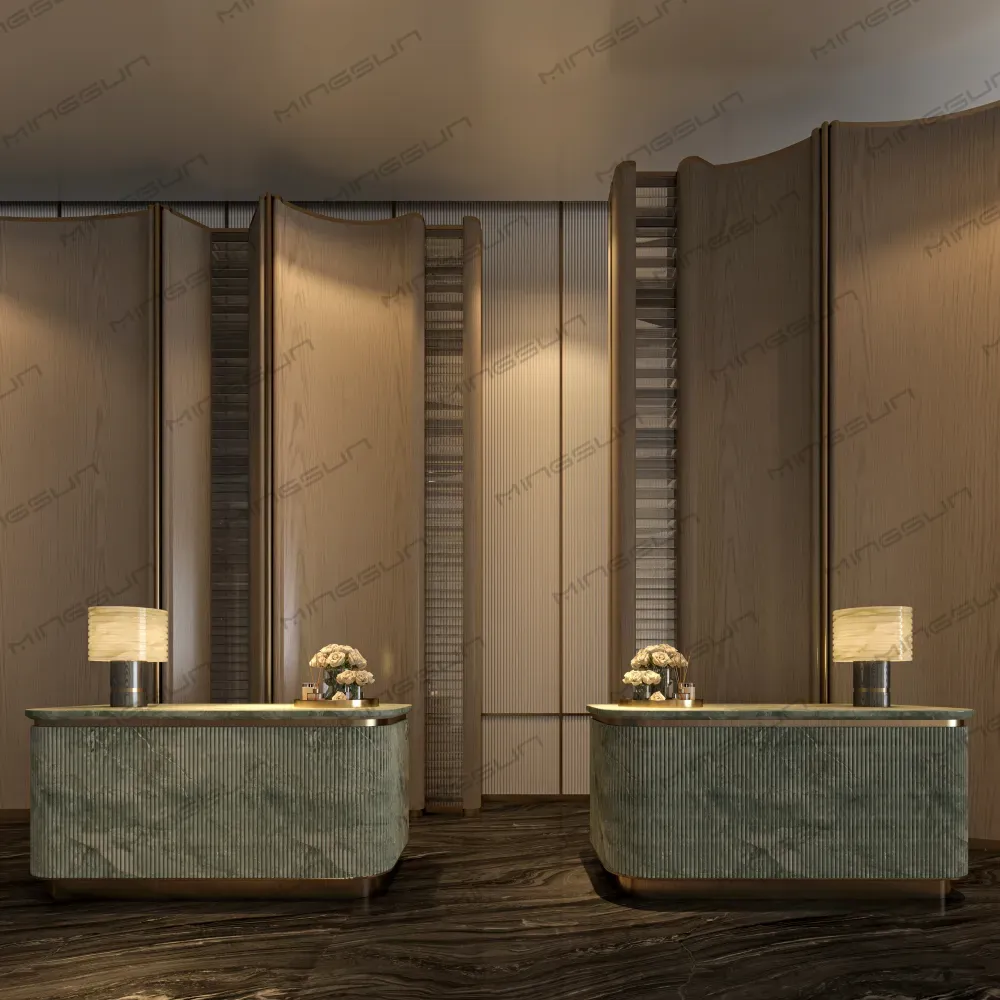 modern-hotel-lobby-reception-area-with-dual-green-marble-service-counters - MINGSUN