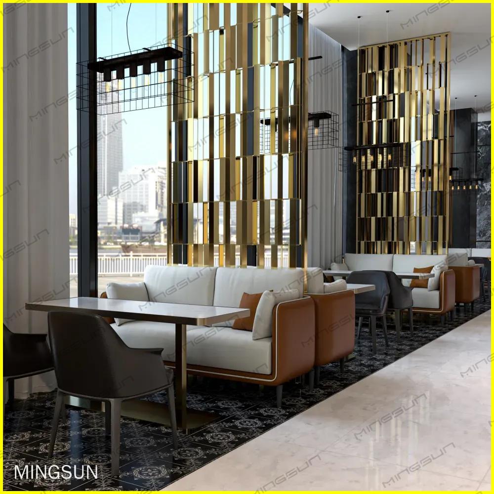 modern-hotel-lounge-with-gold-mesh-partition-walls-for-elegant-space-separation-and-design - MINGSUN