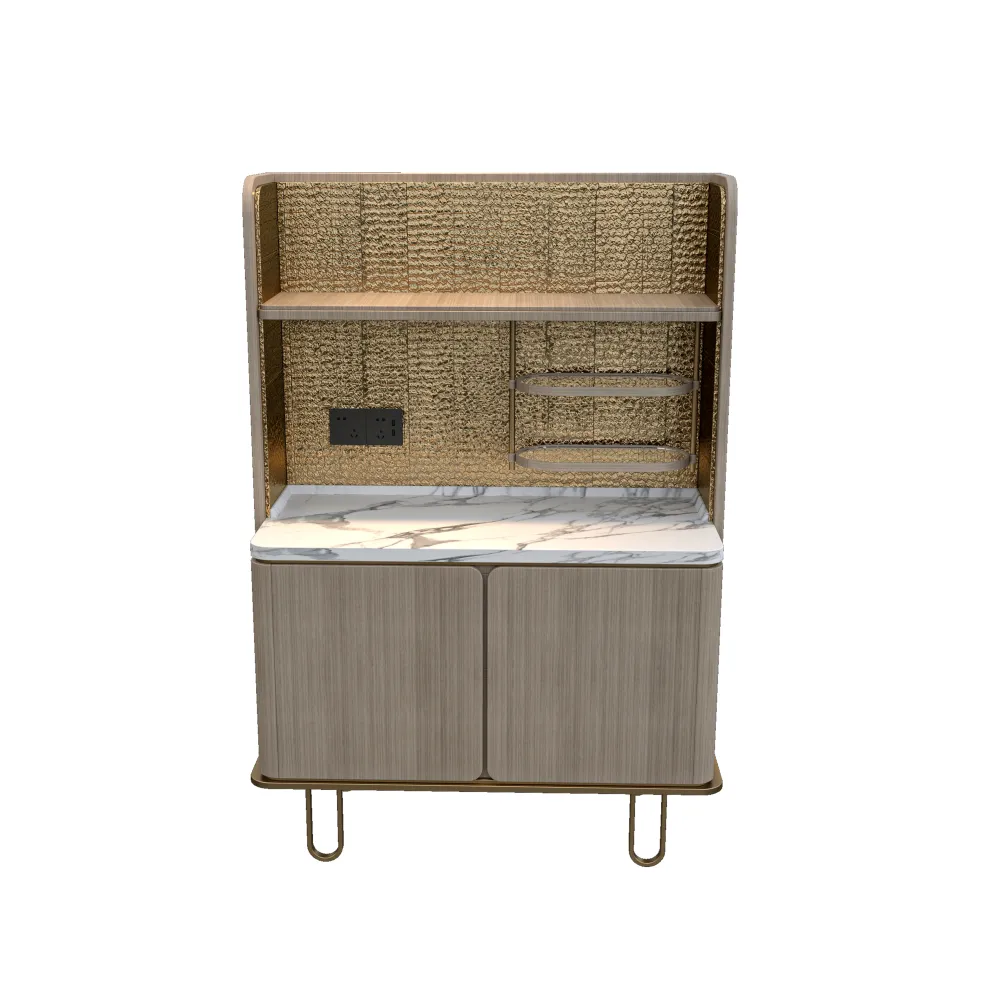 modern-hotel-minibar-with-open-shelving-and-integrated-power-outlet-for-guest-convenience - MINGSUN