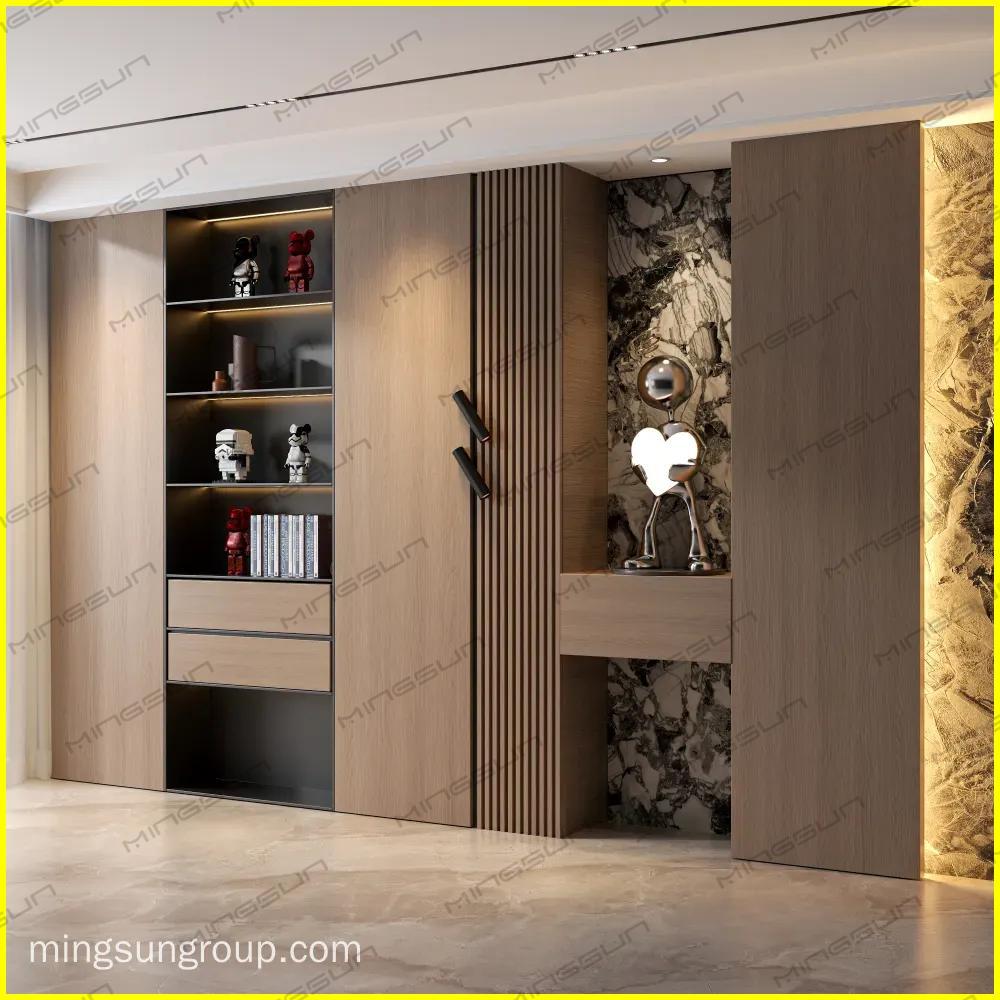 modern-hotel-storage-system-with-wood-grain-finish-and-geometric-design-for-boutique-spaces - MINGSUN
