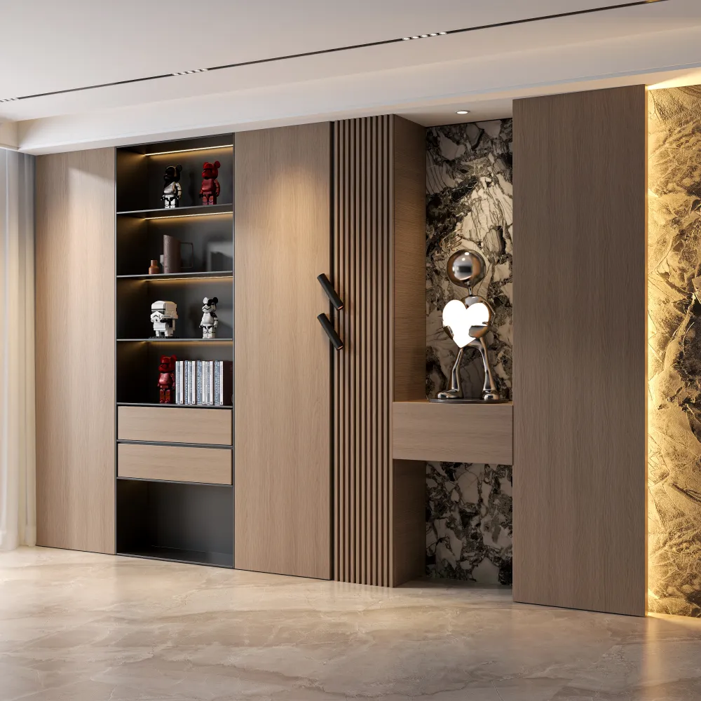 modern-hotel-storage-system-with-wood-grain-finish-and-geometric-design-for-boutique-spaces - MINGSUN