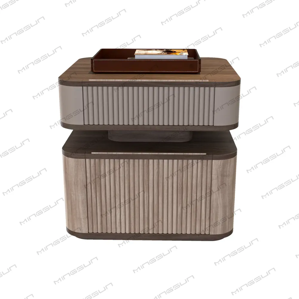modern-layered-nightstand-with-ribbed-panel-design-for-luxury-hotel-bedroom-use - MINGSUN