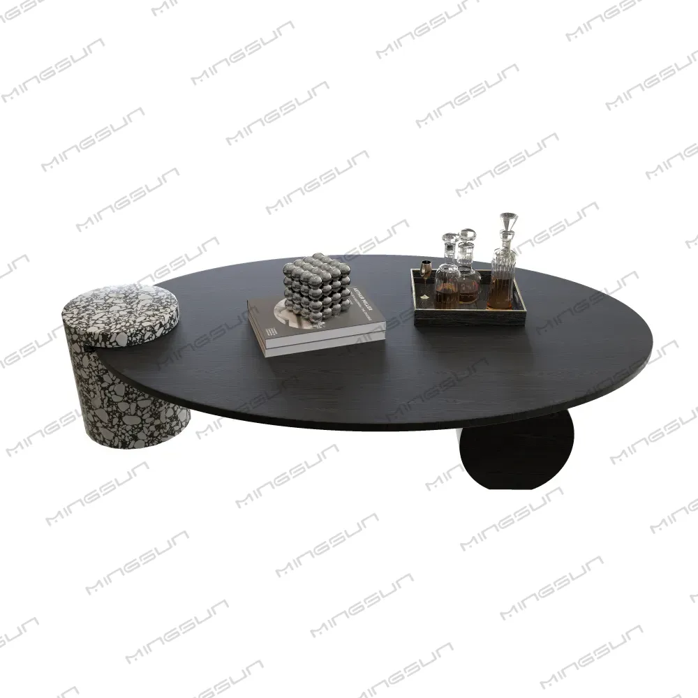 modern-luxury-coffee-table-set-with-terrazzo-side-stool - MINGSUN modern-luxury-coffee-table-set-with-terrazzo-side-stool - MINGSUN