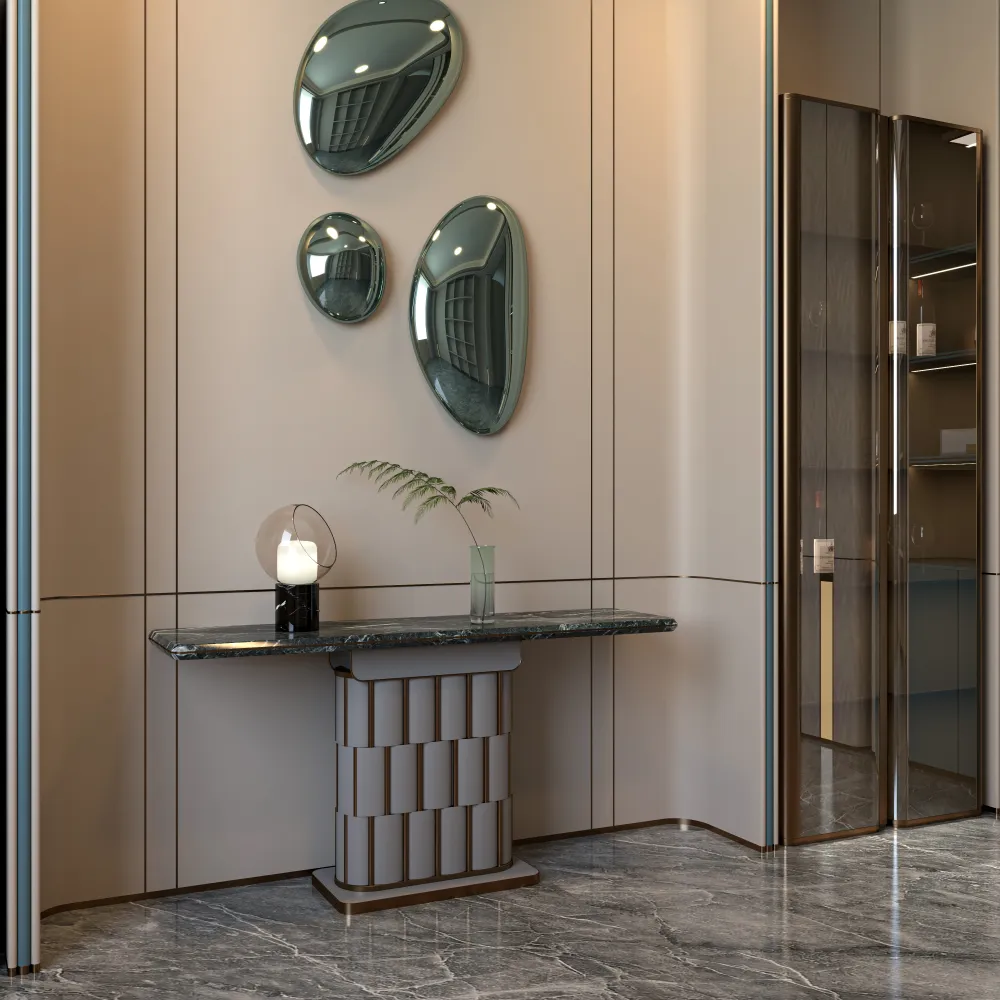 modern luxury green marble console table for boutique hotel lobby entrance decor - MINGSUN