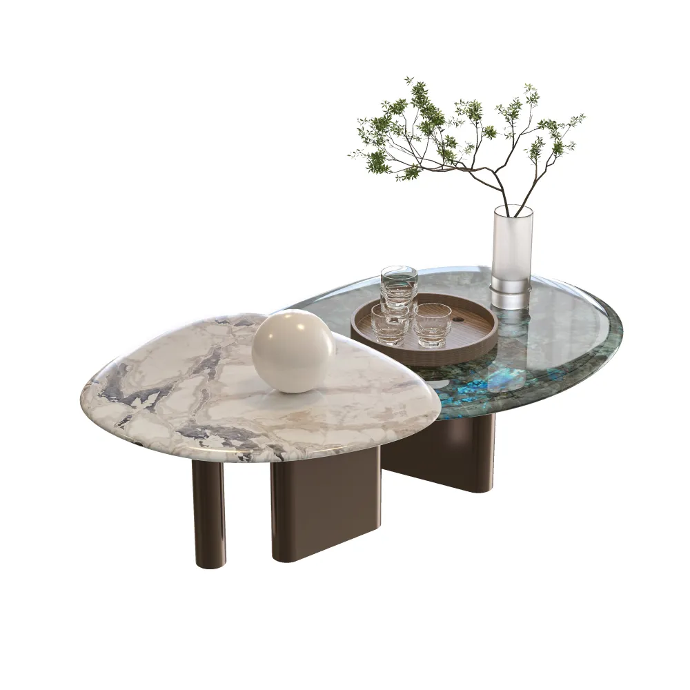 modern-marble-coffee-table-set-dual-tone-surface-hotel-lounge
