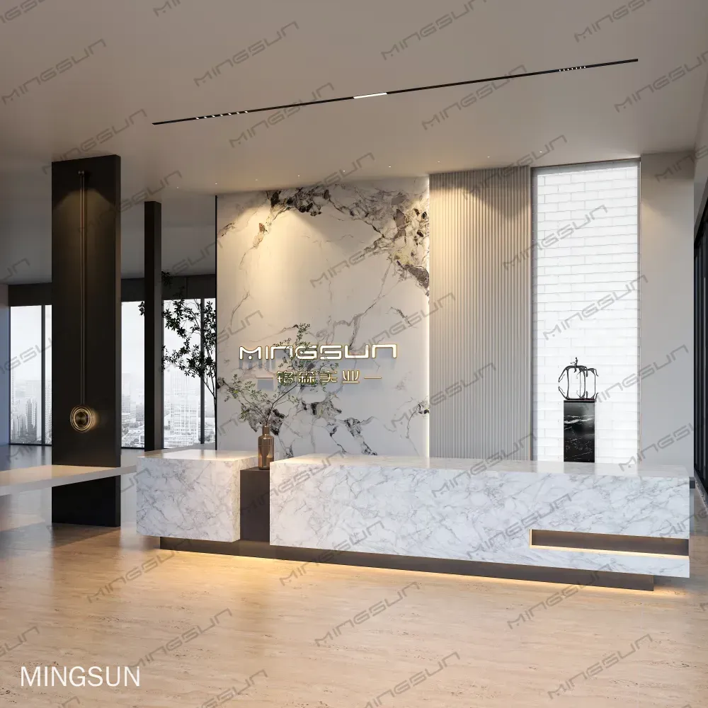 modern stone reception counter with led lighting for luxury brand retail store - MINGSUN