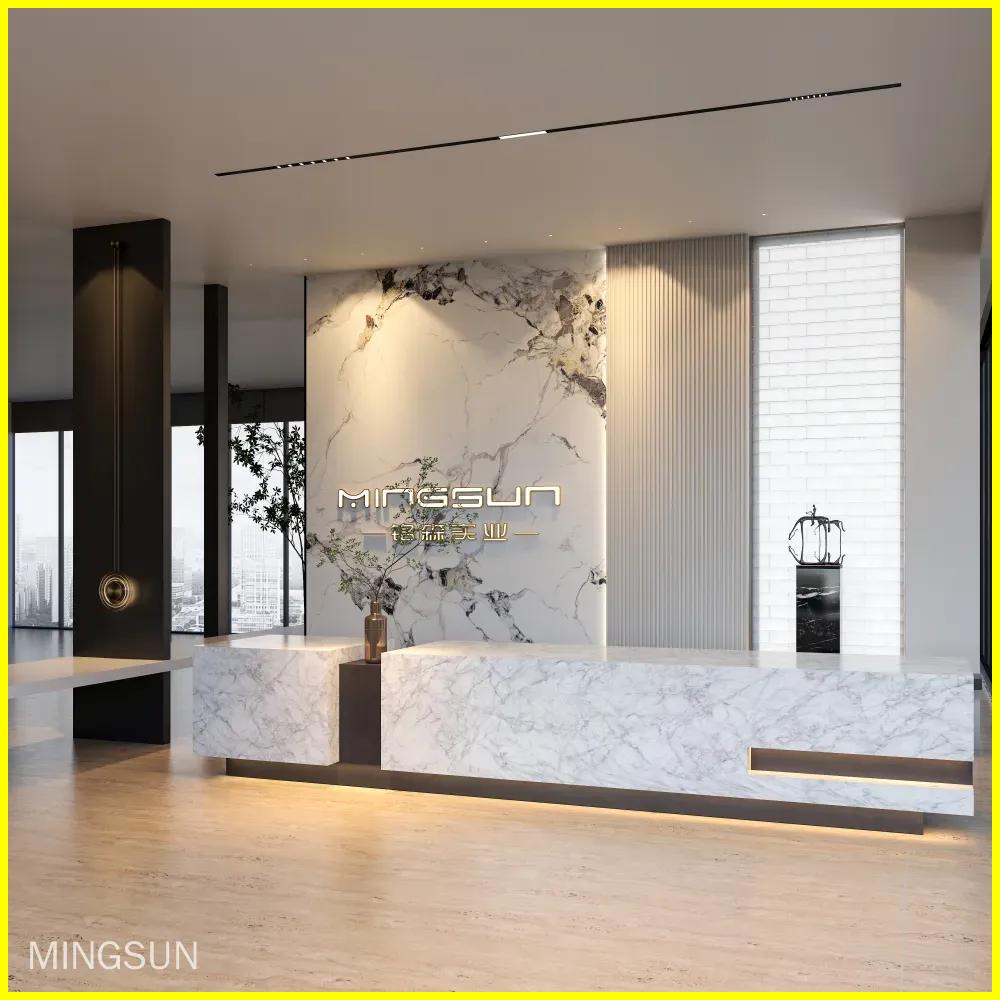 modern stone reception counter with led lighting for luxury brand retail store - MINGSUN