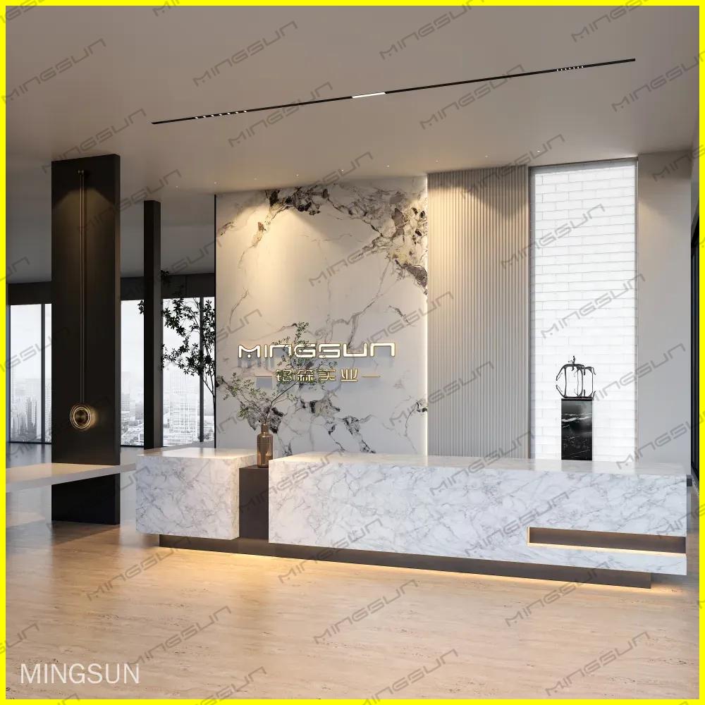 modern stone reception counter with led lighting for luxury brand retail store - MINGSUN