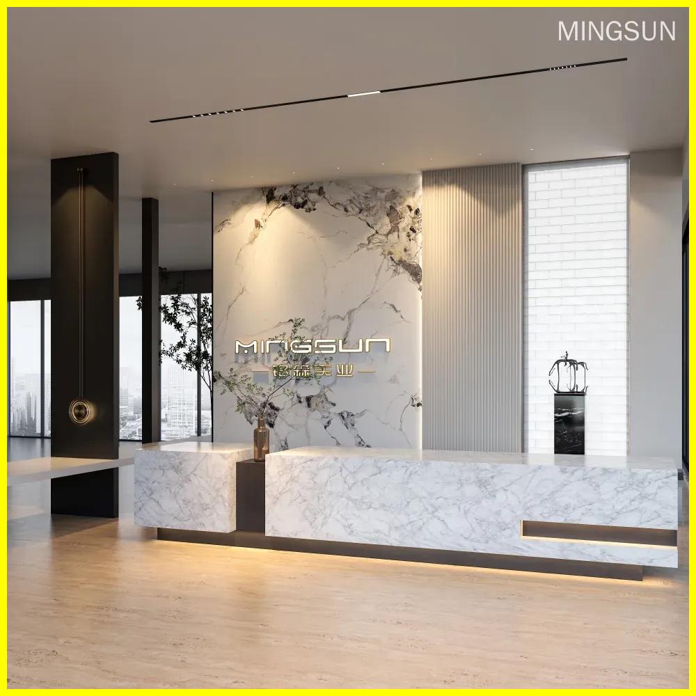 modern stone reception counter with led lighting for luxury brand retail store - MINGSUN