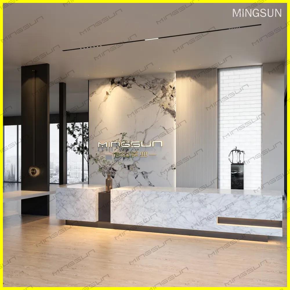 modern stone reception counter with led lighting for luxury brand retail store - MINGSUN