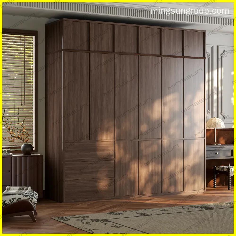 modern walnut wardrobe for hotel guest room luxury bedroom furniture - MINGSUN