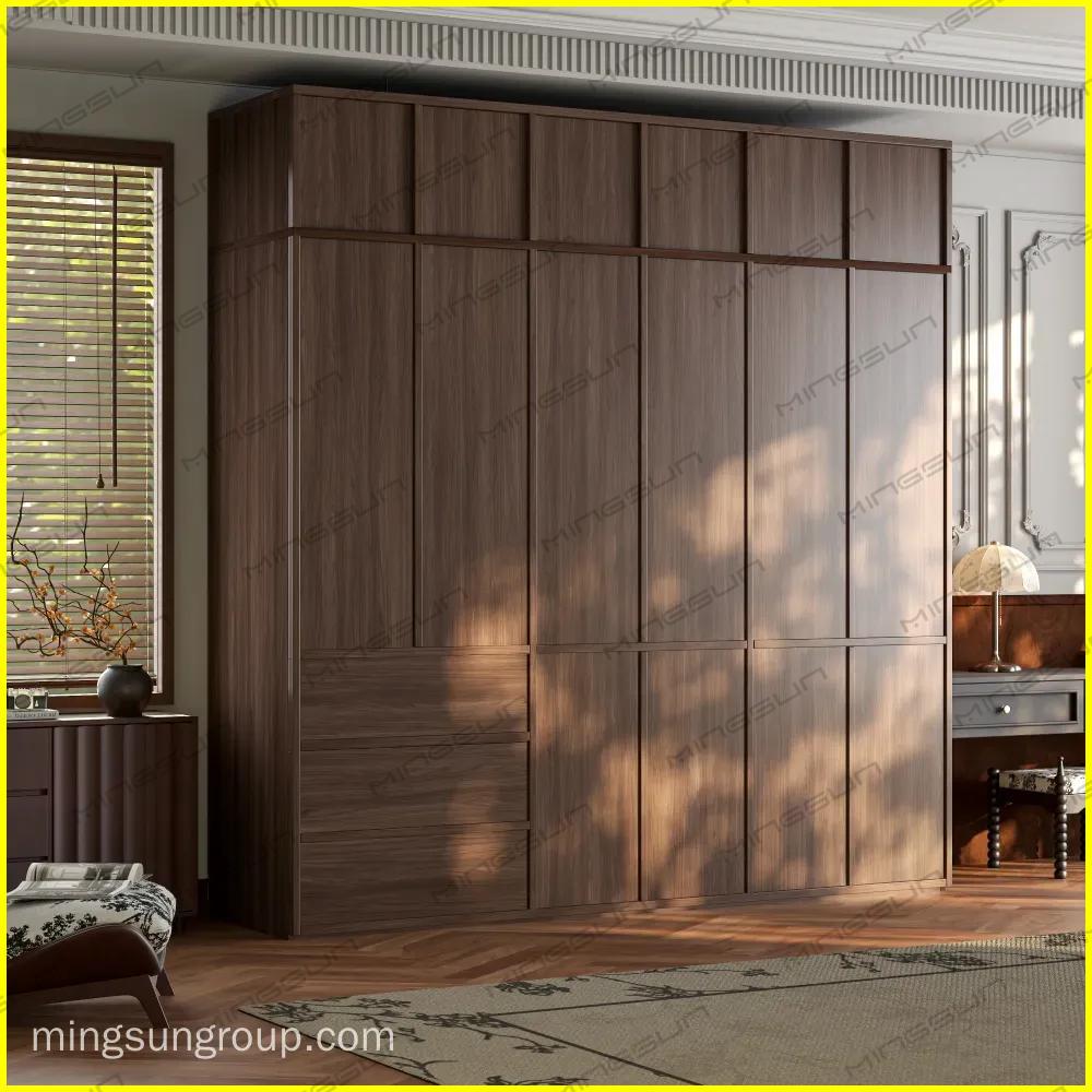 modern walnut wardrobe for hotel guest room luxury bedroom furniture - MINGSUN