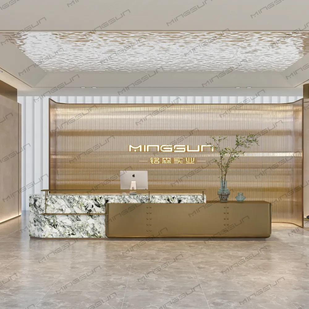 مكتب استقبال عصري من الرخام الأبيض لردهة فندق فاخر ومكاتب الشركات - مينغسون مكتب استقبال عصري من الرخام الأبيض لردهة فندق فاخر ومكاتب الشركات - مينغسون