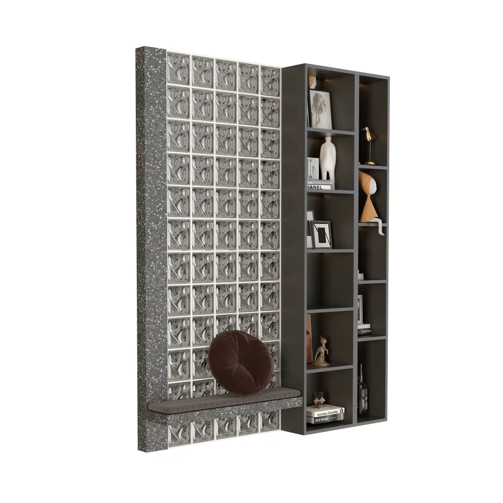 modular display shelf and glass block wall for high end commercial project - MINGSUN