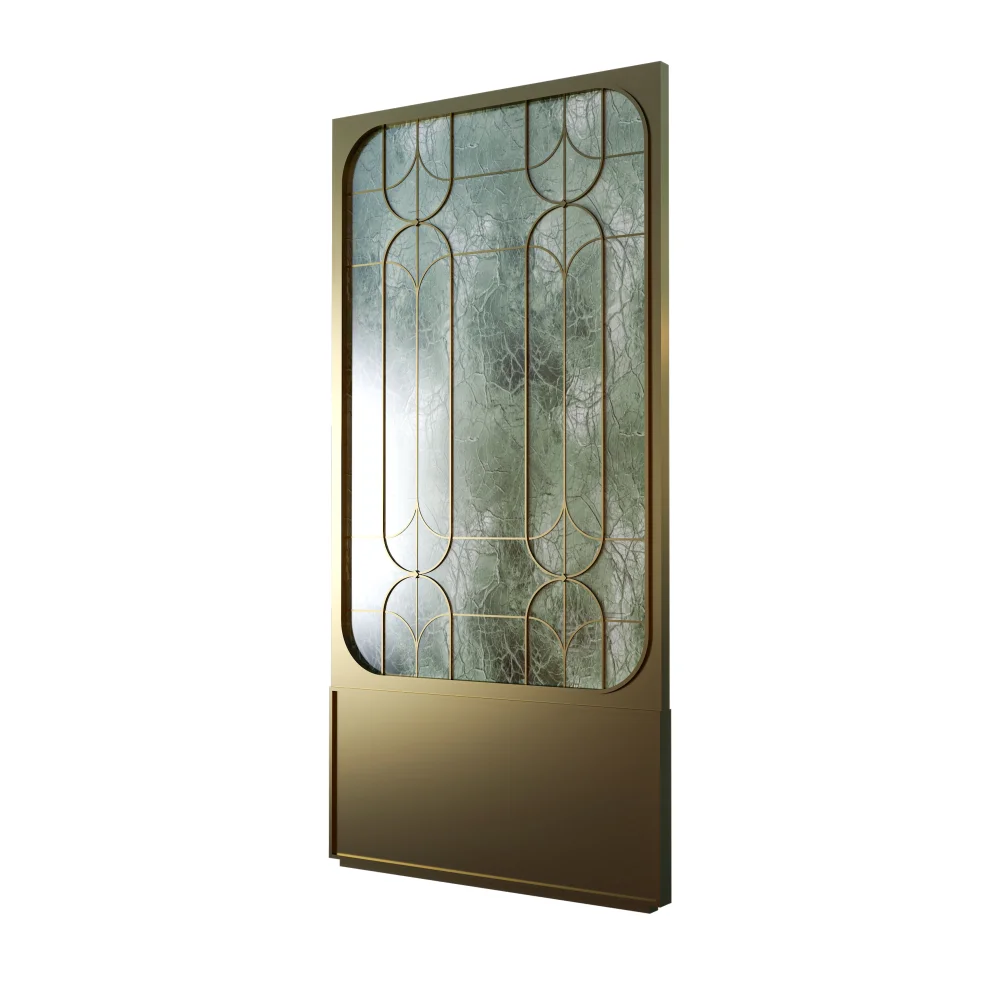 modular-gold-framed-glass-wall-panel-with-green-marbled-texture-and-geometric-pattern-for-interiors