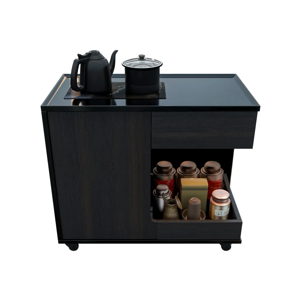 modular-luxury-tea-cabinet-with-sliding-drawer-induction-top-and-concealed-storage - MINGSUN