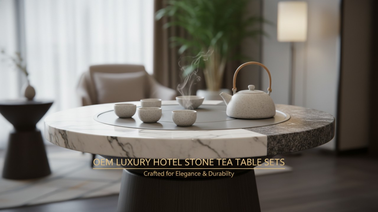 oem luxury hotel stone tea table top set - MINGSUN