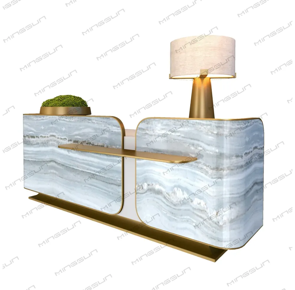 premium-commercial-reception-counter-with-glossy-marble-finish-and-minimalist-style - MINGSUN
