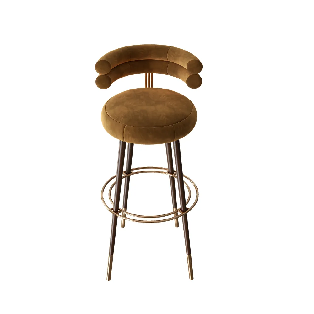 كرسي بار فاخر ذو ظهر مرتفع مناسب للشقق الفاخرة وردهات الفنادق - مينغسون